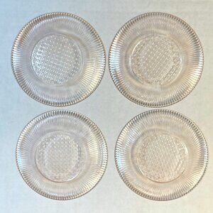Vintage Jeannette Homespun Pink Child's Depression Glass Plates